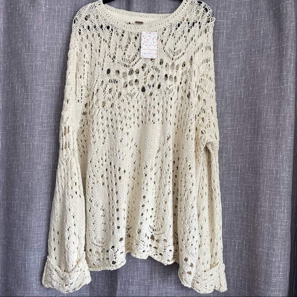 Free People Ivory Traveling Lace Sweater - Picture 9 of 13